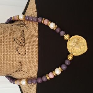 Vintage Trojan Coin Necklace.